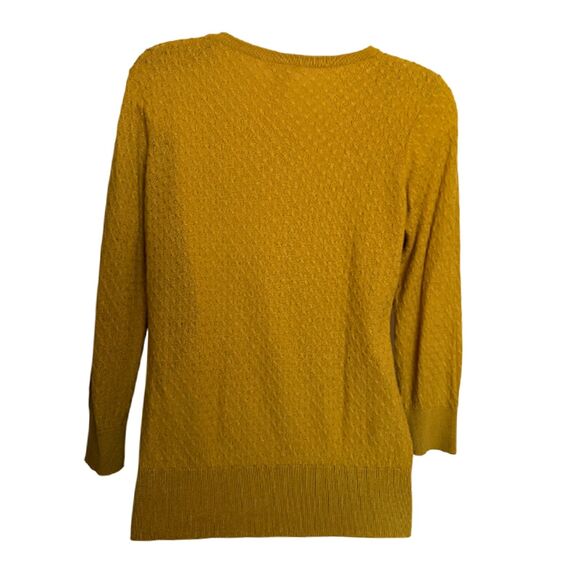H&M Mustard 3/4 Sleeve Crew Neck Sweater Size M - Picture 6 of 10